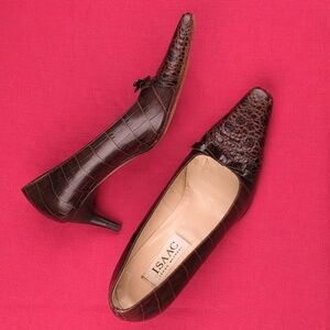 Isaac Mizrahi Crocodile Pattern Leather Pumps, Made In Italy, Vintage?